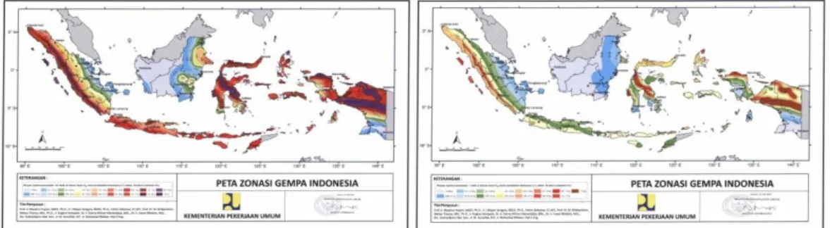 Gambar 4. Rsepon Spektra 0,2 Detik dan 1 Detik di Batuan Dasar berdasarkan  Peta Hazard Gempa Indonesia 2010 