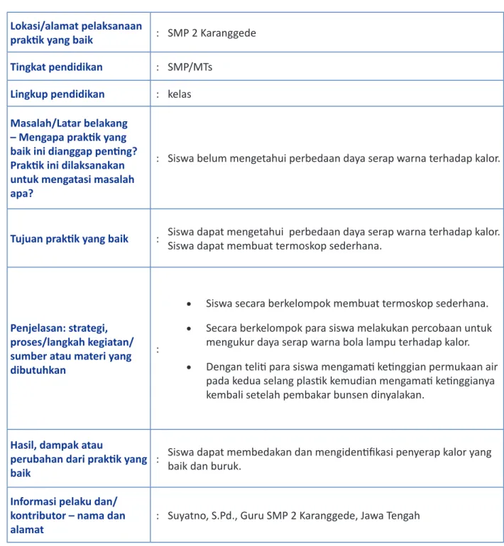 Tabel Isian Format Praktik yang Baik
