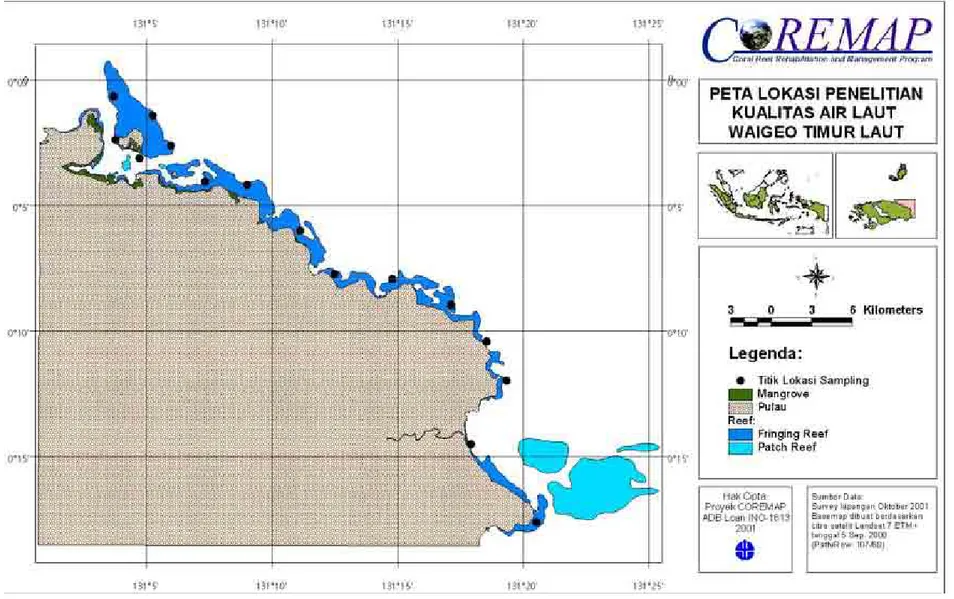 Gambar 6a. Peta Lokasi Penelitian Kualitas Air Laut Waigeo Timur Laut 