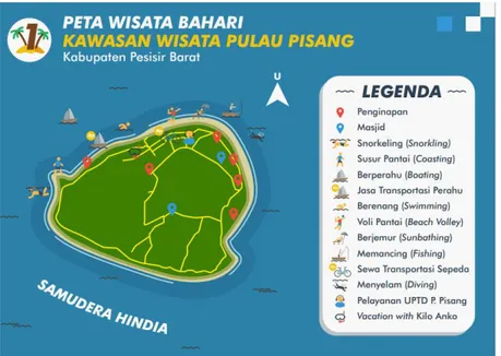 Gambar 2. Peta Wisata Bahari Kawasan Wisata Pulau Pisang  Sumber: Olahan Peneliti (2020) 
