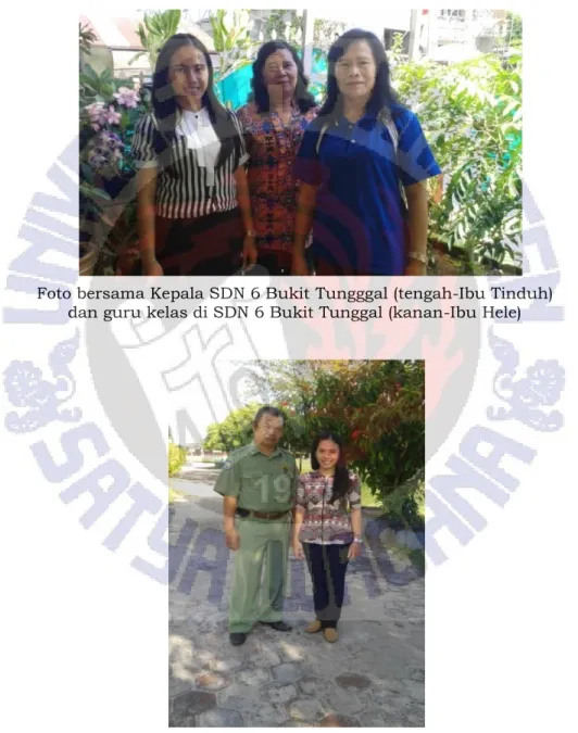 Foto bersama Kepala SDN 6 Bukit Tungggal (tengah-Ibu Tinduh)  dan guru kelas di SDN 6 Bukit Tunggal (kanan-Ibu Hele) 
