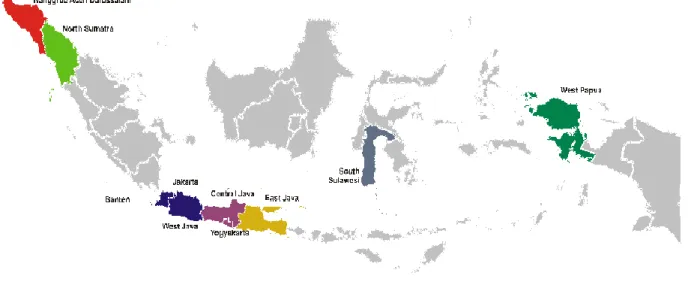 Gambar 1. Provinsi Mitra DBE di Indonesia 