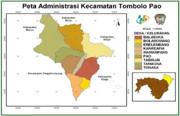 Gambar  2.  Peta  Adimistrasi  Kecamatan  Tombolopao  Kabupaten  Gowa 