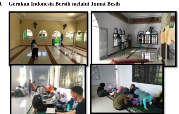 Gambar 10.Gerakan Indonesia Bersih melalui Jumat Besihdan Pengajian  bersama anak-anak santri 