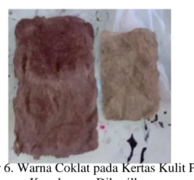 Gambar 6. Warna Coklat pada Kertas Kulit Pisang  Kepok yang Dihasilkan 