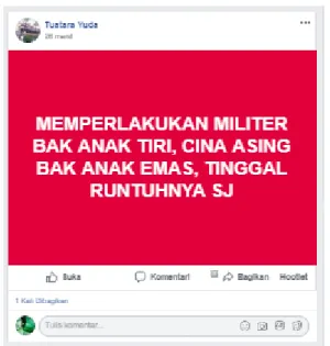 Gambar 2.8 Unggahan Tuatara Yuda di Facebook Grup  Sumber: https://www.facebook.com/barisanrakyatoposisi.jpg 