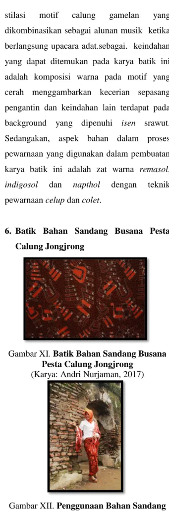 Gambar IX. Batik Bahan Sandang Busana  Pesta Calung Gamelan  (Karya: Andri Nurjaman, 2017) 