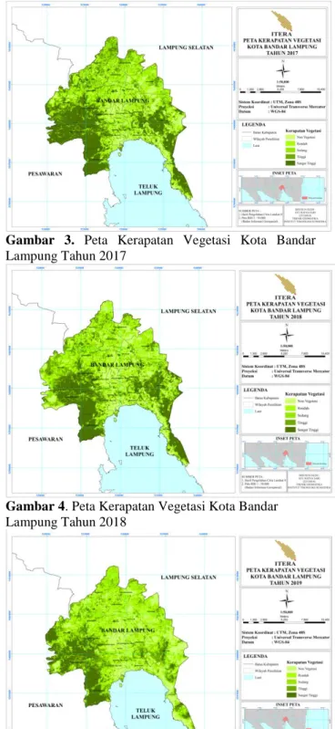 Gambar  3.  Peta  Kerapatan  Vegetasi  Kota  Bandar  Lampung Tahun 2017 