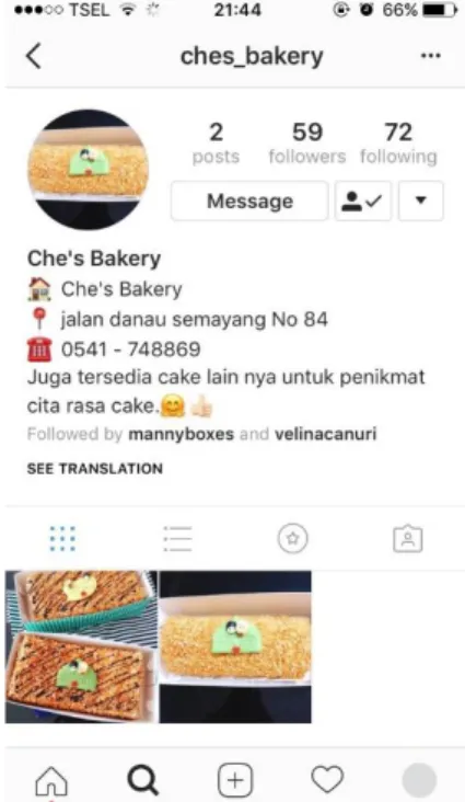 Gambar 2.4. Instagram Che’s Bakery 
