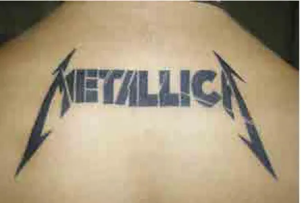 Gambar 5. Tattoo Logotype Band Metallica (Sumber: https://id.pinterest.com/pin/359725088956533192/)