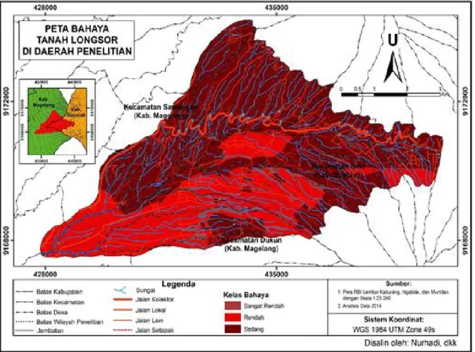 Gambar 4. Peta Tingkat Bahaya Longsor Lembah Antargunungapi Merapi-Merbabu