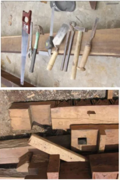 Gambar 9. Ala t-alat pertukangan dan hasil  pekerjaan kayu dengan a lat-alat pertukangan 