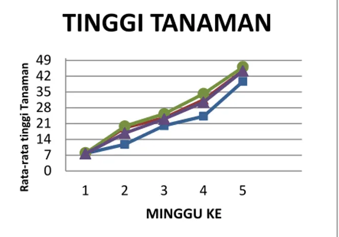 Tabel 1. Rata-rata Tinggi Tanaman Sawi pada Umur 1, 2, 3, 4 dan 5 MST