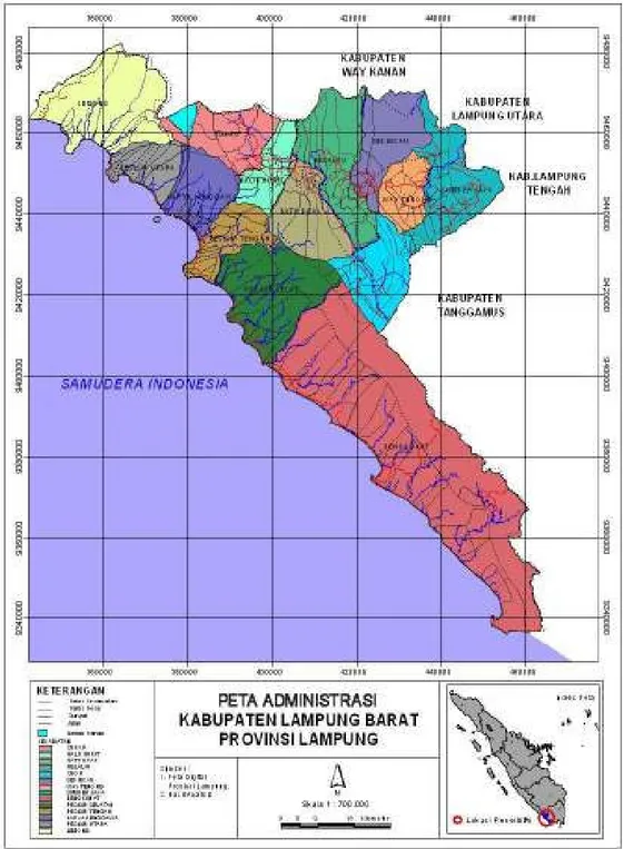 Gambar  4.  Peta Wilayah Administrasi Kabupaten Lampung Barat 