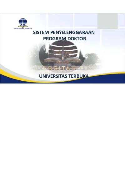 SISTEM PENYELENGGARAAN PROGRAM DOKTOR UNIVERSITAS TERBUKA