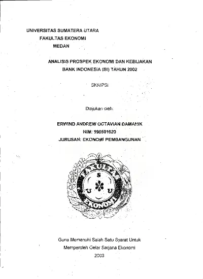 Analisis Prospek Ekonomi Dan Kebijakan Bank Indonesia Tahun 2002