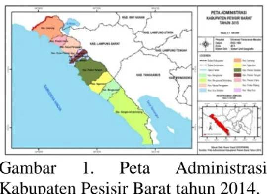 Gambar  1.  Peta  Administrasi  Kabupaten Pesisir Barat tahun 2014. 