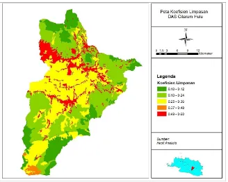 Gambar 7 Peta koefisien limpasan di DAS Citarum hulu 