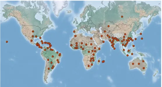 Gambar 3. Sebaran penyakit luka api di seluruh dunia    (sumber: http://www.cabi.org/isc/datasheet/55949)