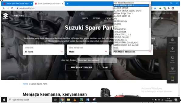 Gambar 4. Model Kendaraan pada Website Suzuki.co.id/eparts 