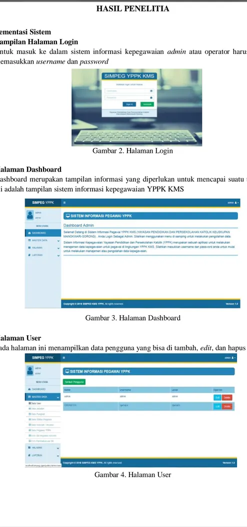 Gambar 2. Halaman Login  b.  Halaman Dashboard 