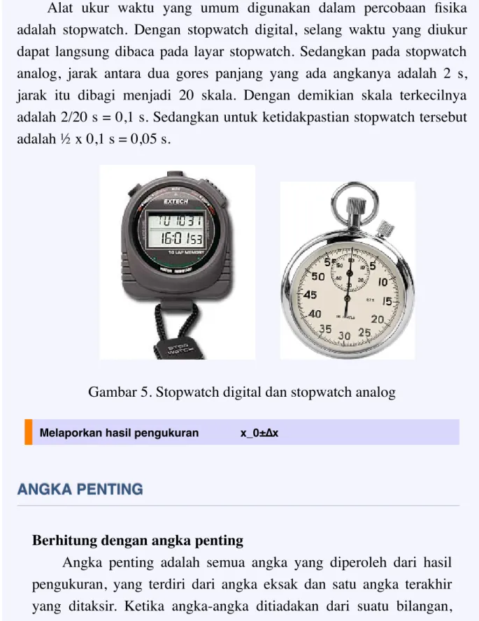 Gambar 5. Stopwatch digital dan stopwatch analog