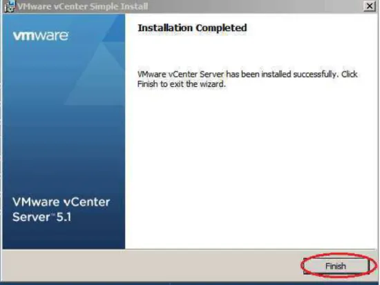 Gambar L1.6 Tampilan finish instalai vCenter Server 