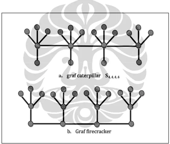 Gambar 2.5.  Contoh graf firecracker teratur dari graf caterpillar teratur 