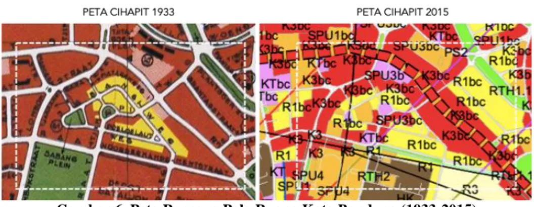 Gambar 6. Peta Rencana Pola Ruang Kota Bandung (1933-2015)  Sumber : Dinas Perpustakaan dan Kearsipan Kota Bandung, 2019 2