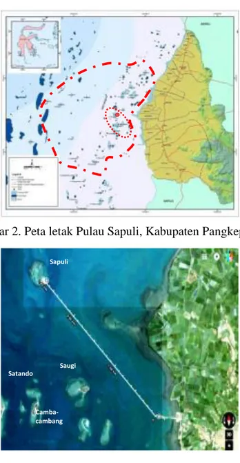 Gambar 3. Letak Pulau Sapuli dari Pelabuhan Maccini Baji, Kabupaten Pangkep 