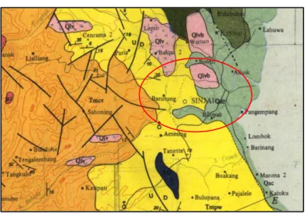 Gambar 4.   Peta Geologi Kota Sinjai dan Sekitarnya  