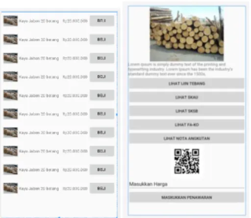 Gambar 4.3. Rancangan User interface Pencarian Produk  kayu (Data Olahan 2020) 
