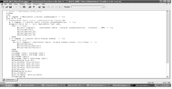 Gambar 3. Contoh program Matlab Versi 6.5 