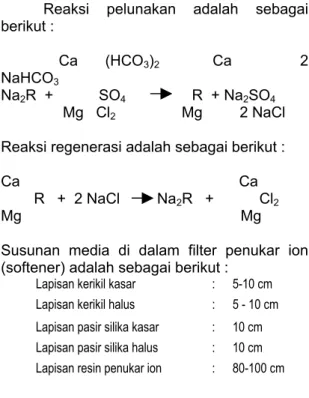 Gambar 6 : Skema pengoperasian filter  penukar ion (softener). 