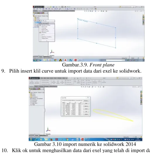 Gambar 3.10 import numerik ke solidwork 2014 