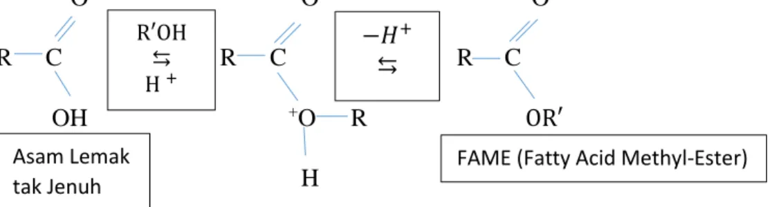 Gambar 2.4 Mekanisme Pembentukan Metil Ester (Christie, 2013) R′OH ⇆H +−