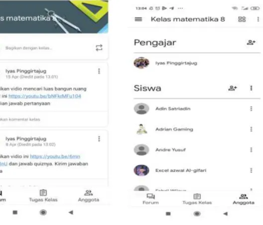 Gambar 2. Konten google classroom 