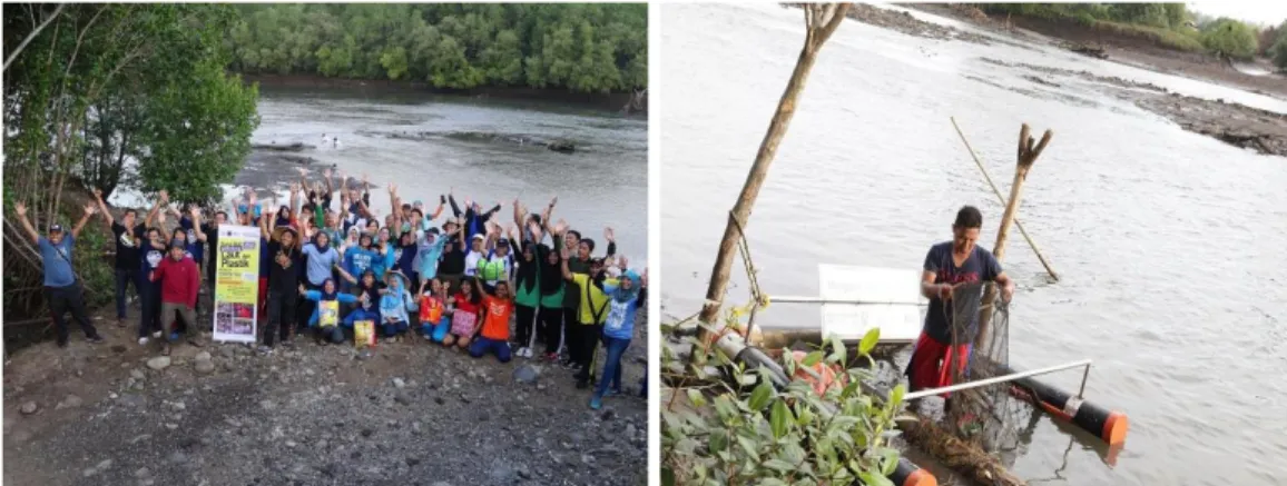 Gambar 14. Foto Bersama Peserta kegiatan WOD dan pengangkatan Mangrove bin di muara 