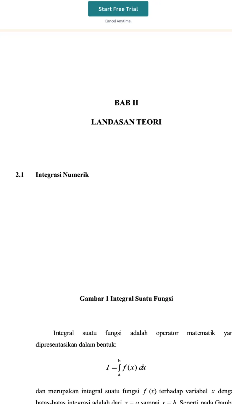 Gambar 1 Integral Suatu FungsiGambar 1 Integral Suatu Fungsi