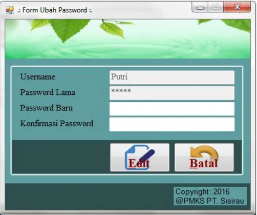 Gambar IV.10. Tampilan Form Ubah Password 