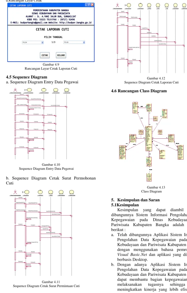 Gambar 4.10  Sequence Diagram Entry Data Pegawai 