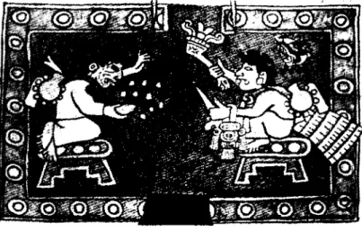 Şekil 3: İlk şam anlar Oxocomo ve Cipactonal. Aztek ve Maya mito­