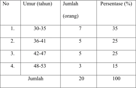 Tabel  6: Umur  Responden  di  Desa  Pujananting  Kecamatan  Pujananting Kabupaten Barru, Tahun 2018.