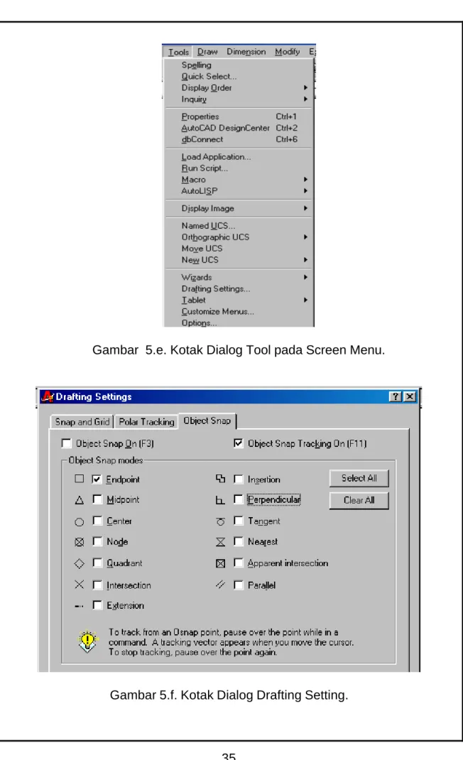 Gambar  5.e. Kotak Dialog Tool pada Screen Menu. 