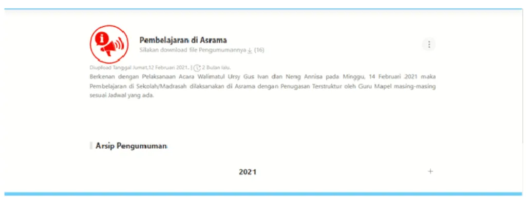 Gambar 7. Fitur Pengumuman