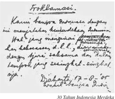 Gambar 4.9  Teks Proklamasi Kemerdekaan Indo-naskah proklamasi yang terinci adalah penjelmaan dari teks Proklamasi pernyataan kemerdekaan Indonesia yang Negara RI Tahun 1945 adalah sebagai terperinci, sedangkan naskah proklamasi Dengan demikian, Pembukaan 