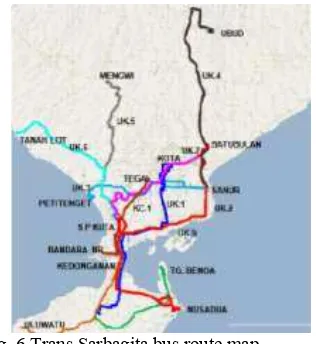 Fig. 6 Trans Sarbagita bus route map 