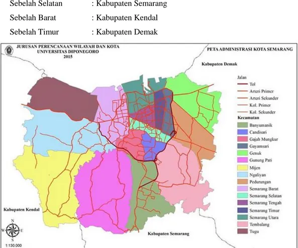 Gambar 1.1 Peta Administrasi Kota Semarang 