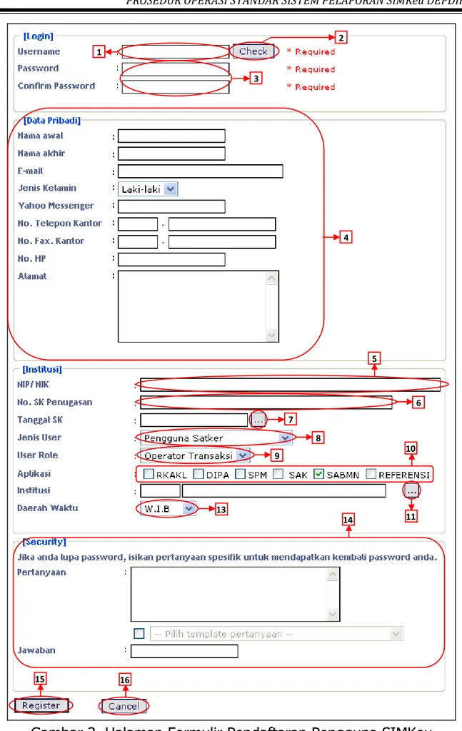Gambar 3. Halaman Formulir Pendaftaran Pengguna SIMKeu 