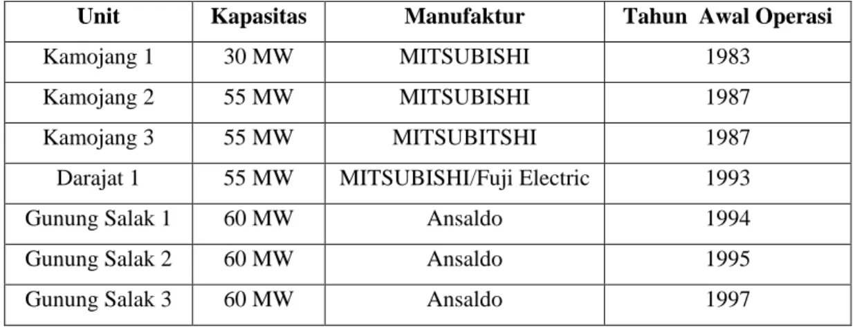 Tabel 1.1 Daftar Unit PLTP UBP Kamojang 